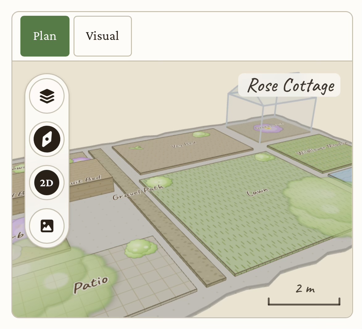 A client’s garden mapped in Crub